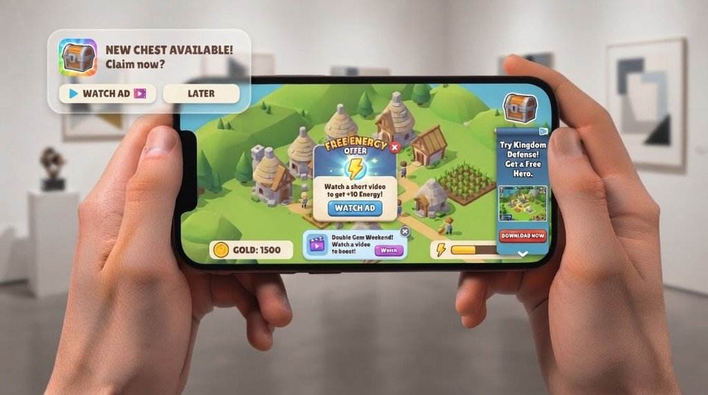 Handyspiel mit nervigen Werbeanzeigen und Pop-ups